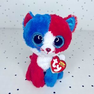 ❤️ Beanie Boo ❤️ 2016 Firecracker the Patriotic Cat rare new USA edition 🇺🇸